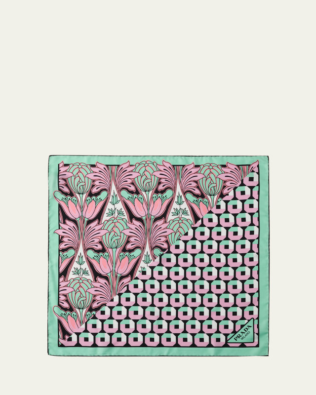 Octagon Tulip Printed Silk Scarf